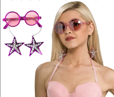 משקפיים עם עגילים כוכב על כארד/ 12 יחידות במארז