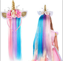 קשת חד קרן מפואר עם פרחים ושיער צבעוני על כארד/ 6 יחידות במארז