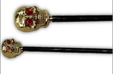 מקל גולגולת עיניים יהלומים אדומות גודל 55 ס"מ / 6 יחידות במארז