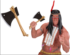 גרזן ספוג עם ידית עצם לאיש המערות אינדיאני/ 6 יחידות במארז