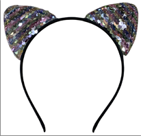 קשת חתול פאייטים צבעוני על כארד/ 6 יחידות במארז