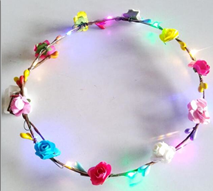 כתר זר פרחים עם אורות על כארד/ 6 יחידות במארז