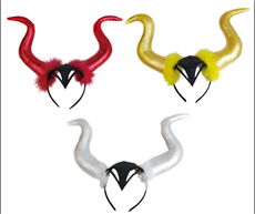 קשת קרניים מיליפיסנט עם פרווה על כארד מיקס צבעים כסף זהב אדום / 6 יחידות במארז