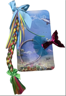 סט בת הים כולל קשת סנפיר וצמה צבעונית על כארד/ 6 יחידות במארז