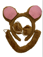 סט דוב 3 חלקים כולל קשת פפיון וזנב על כארד/ 6 יחידות במארז