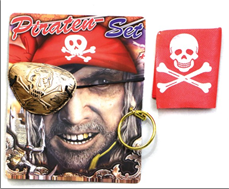סט פיראט כולל בנדנה רטיעה לעין ועגיל על כארד/ 12 יחידות במארז