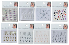 מדבקות אבנים לפנים מיקס דגמים על כארד/ 12 יחידות במארז