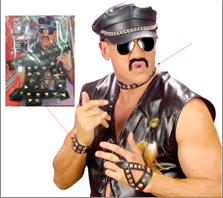 סט אביזרים לפנקיסט 3 חלקים כולל צמיד, כפפה וקולר על כארד/ 6 יחידות במארז