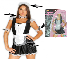 סט מנקה כולל סינר, קשת, קולר, וזוג צמידי תחרה על כארד/ 6 יחידות במארז