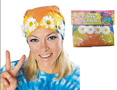 בנדנה פרחים להיפי על כארד/ 6 יחידות במארז