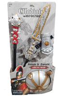 סט גלדיאטור כולל חרב, נבוט, מגן יד וכובע על כארד/ 3 יחידות במארז