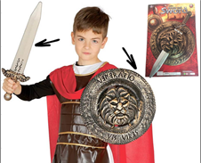 סט חרב ומגן לגלדיאטור על כארד/ 3 יחידות במארז