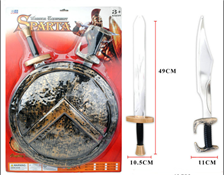 סט לוחם ספרטה כולל 2 חרבות ומגן גוף על כארד 65 ס"מ / 3 יחידות במארז