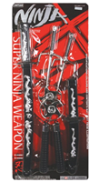סט נינג'ה כולל 2 חרבות, 2 פגיונות, נונצ'קו ו 2 דיסקיות על כארד/ 3 יחידות במארז