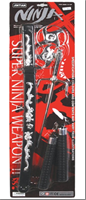 סט נינג'ה כולל חרב, פגיון, נונצ'קו ו 2 דיסקיות על כארד/ 3 יחידות במארז