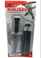 סט נינג'ה כולל נונצ'קו ופגיון על כארד/ 6 יחידות במארז