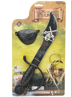 סט פיראט ילדים כולל חרב, רטיעה לעין ועגיל על כארד/ 6 יחידות במארז