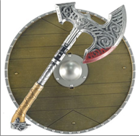 סט ויקינג כולל מגן וגרזן  בשקית PVC עם כארד / 6 יחידות במארז