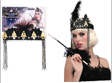 סרט ראש מפואר עם נוצה לשנות ה 20 על כארד/ 6 יחידות במארז