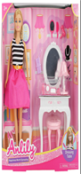 בובת ANLILY סט טיפוח כולל שידת איפור כסא ואביזרים בקופסא 32 ס"מ