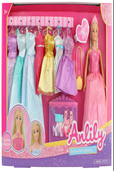 בובת ANLILY חדר הלבשה כולל 6 שמלות ערב להחלפה ואביזרים בקופסא 45 ס"מ