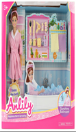 בובת ANLILY חדר רחצה כולל בובה חלוק אמבטיה ואביזרים בקופסא 41 ס"מ