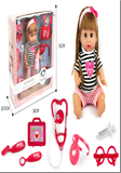 בובה עם אביזרי רופא כולל מוזיקה בקופסא 38 ס"מ