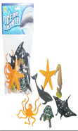חיות עולם הים גודל 13 ס"מ כולל 6 חיות ים בשקית PVC עם כארד/ 6 שקיות במארז