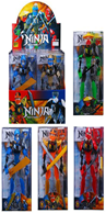 לוחמי נינג'ה כולל נשקים ואביזרים בקופסא שקופה/ 6 יחידות בדיספליי מיקס צבעים