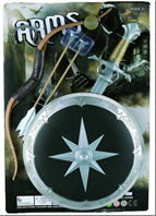 סט ויקינג אביר רובין הוד כולל חץ וקשת חרס ומגן יד על כארד