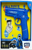 סט שוטר כולל רובה ברטה כחול ותג שוטר כולל סוללות בקופסא 23 ס"מ