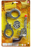 אקדח בוקרים אזיקים ותג בבליסטר/ 6 יחידות במארז