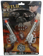 זוג אקדחים בוקרים שריף כולל מסכה ותג בבליסטר/ 6 יחידות במארז