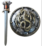 חרב אביר ומגן יד דרגון/ 3 יחידות המארז