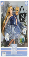 בובת אופנה EMILY עם שמלה מפוארת כחולה ותיק בקופסא 30 ס"מ