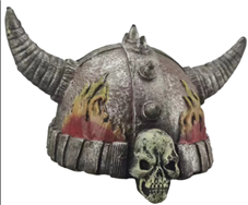 קסדת לוחם ויקינג שלד מפוארת מחומר גומי רך על כארד תלייה / 2 יחידות במארז