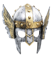 קסדת לוחם כנפיים עם מסכה מפוארת מחומר גומי רך על כארד תלייה / 2 יחידות במארז