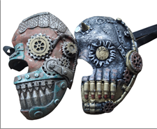 קסדת לוחם steampunk מפוארת מחומר גומי רך על כארד תלייה / 2 יחידות במארז