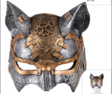 קסדת לוחם חתול אפור מפוארת מחומר גומי רך על כארד תלייה / 2 יחידות במארז