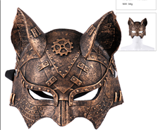 קסדת לוחם חתול נחושת מפוארת מחומר גומי רך על כארד תלייה / 2 יחידות במארז