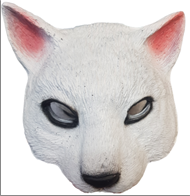 מסכה חתול לבן מחומר גומי רך על כארד תלייה / 2 יחידות במארז