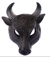 מסכה שור מחומר גומי רך על כארד תלייה / 2 יחידות במארז