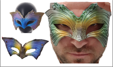 מסכה פרפר צבעוני מחומר גומי רך על כארד תלייה / 2 יחידות במארז