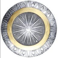 מגן לוחם אפור זהב 44 ס"מ מחומר גומי רך על כארד תלייה / 2 יחידות במארז