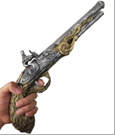 אקדח פיראט 40 ס"מ מחומר גומי רך על כארד תלייה / 6 יחידות במארז