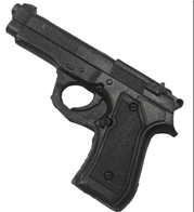 אקדח פיסטול מחומר גומי רך על כארד תלייה / 6 יחידות במארז