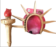 קשת ולפיד פסל החרות מחומר זהב גומי רך על כארד תלייה / 3 יחידות במארז