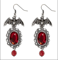 עגילים עטלף ויהלום לערפד מכשפה על כארד/ 6 יחידות במארז