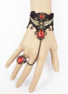 צמיד תחרה עם טבעת יהלום מעוצב לערפד מכשפה על כארד/ 6 יחידות במארז