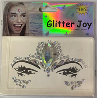 מדבקות אבנים עם אורות לפנים על כארד/ 12 יחידות במארז